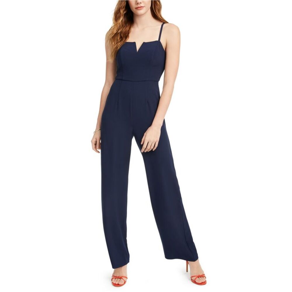 Trixxi Womens Bow-Back Jumpsuit, Blue, Juniors, 5, DM